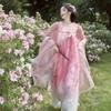 Tang Dynasty Style Hanfu Set With Embroidered Peony Motif Wide Sleeve Top High-Waist Skirt Women