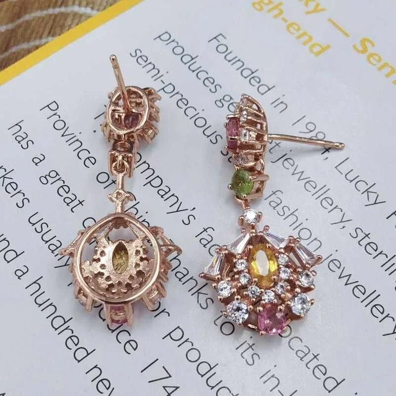 Sace Gems Earring for Women 925 Sterling Silver Natural Tourmaline Stud Earrings Wedding Party Fine Jewelry Eardrop Gift