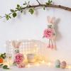 Easter Bunny Decor Cute Rabbit With Flower Hanging Ornaments For Tabletop Mantel Holiday Home Party Table Decorations Gift