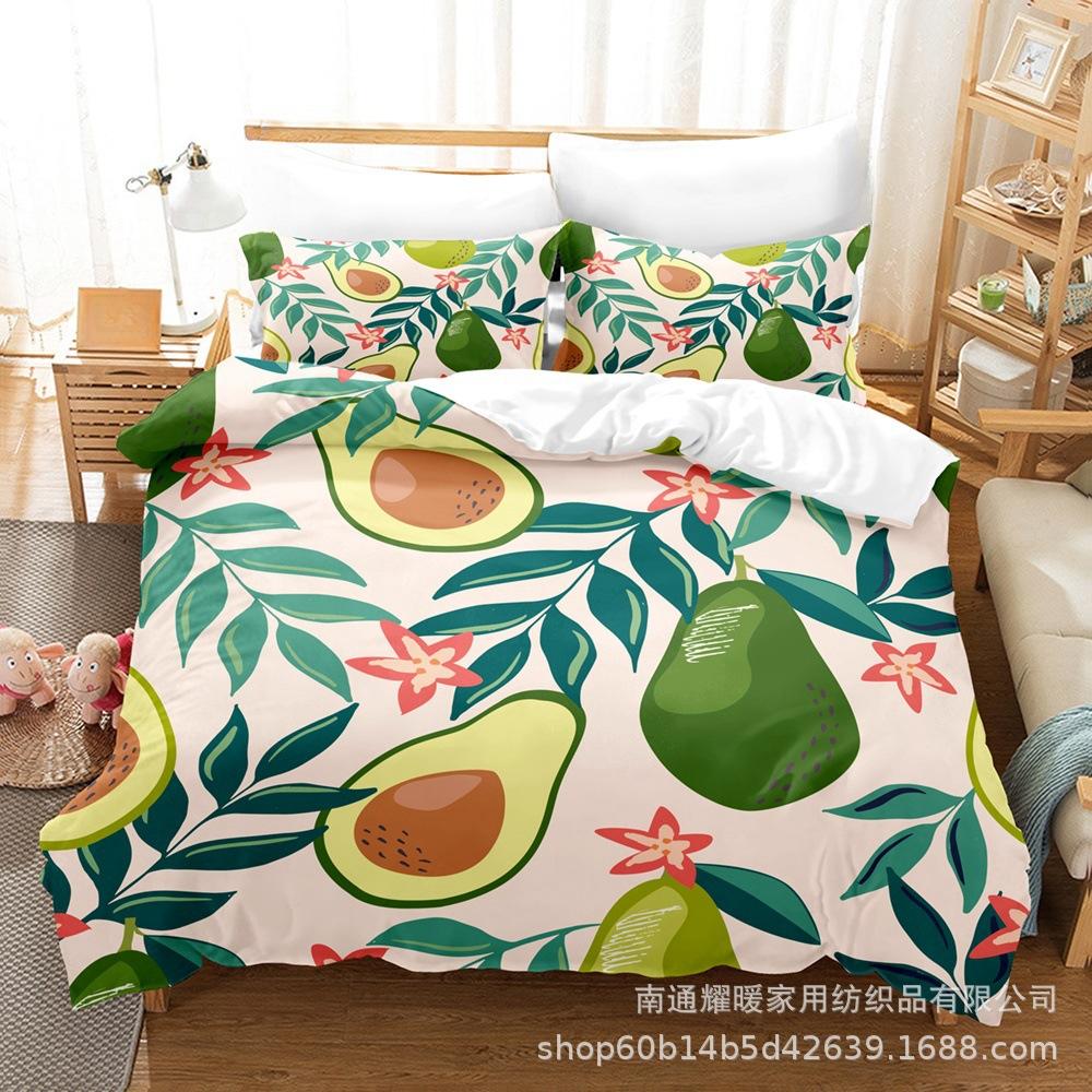 Summer Avocado Avocado Digital Printing Abrasive Bedding Two-Piece Set Three-Piece Set