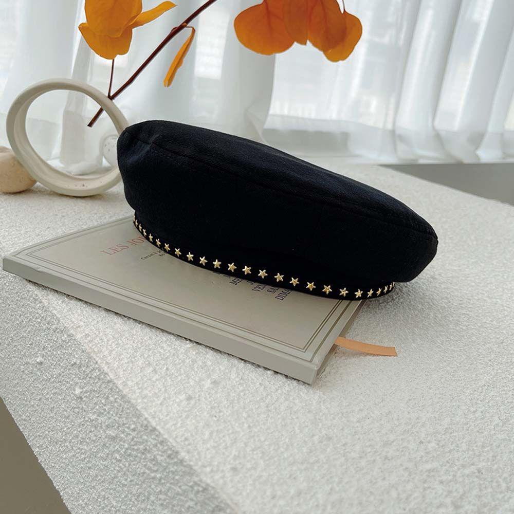 Sweet Simple Autumn British Style All-match Girl Painter Hat Star Berets Women Cap Korean Style Hat