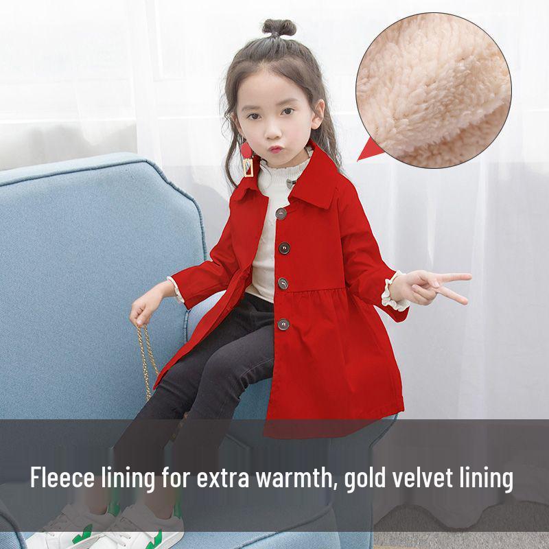 Mädchen Dünner Trenchcoat im koreanischen Stil - Niedliche Herbst-/Wintermode für 2-6 Jahre
