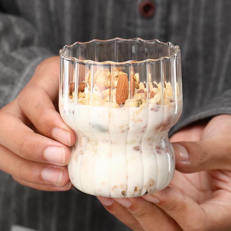 Shangqi Striped Chubby Glass Breakfast Cup