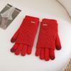 Solid Color Five-finger Mittens Dual-purpose Cycling Gloves Kawaii Knitted Gloves  Woman