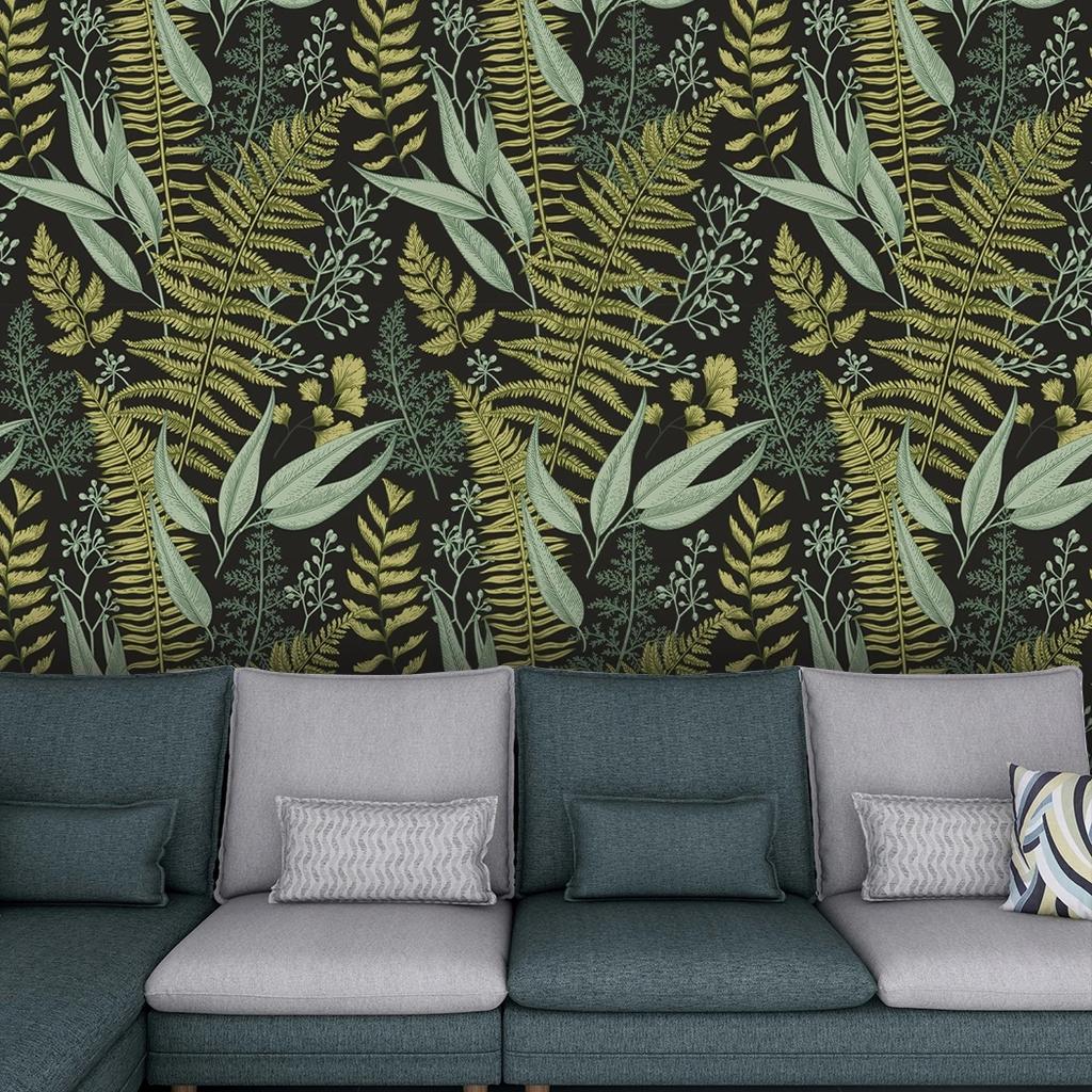 Botanical Fern Leaf Wallpaper Peel and Stick Self Adhesive Leaves Contact Paper for Bedroom Cabinets Walls