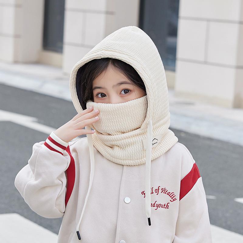 

Childrens Winter Hat Mask Scarf Combined With Polyester Windproof Ear Cover For Cold Weather Comfort Beige