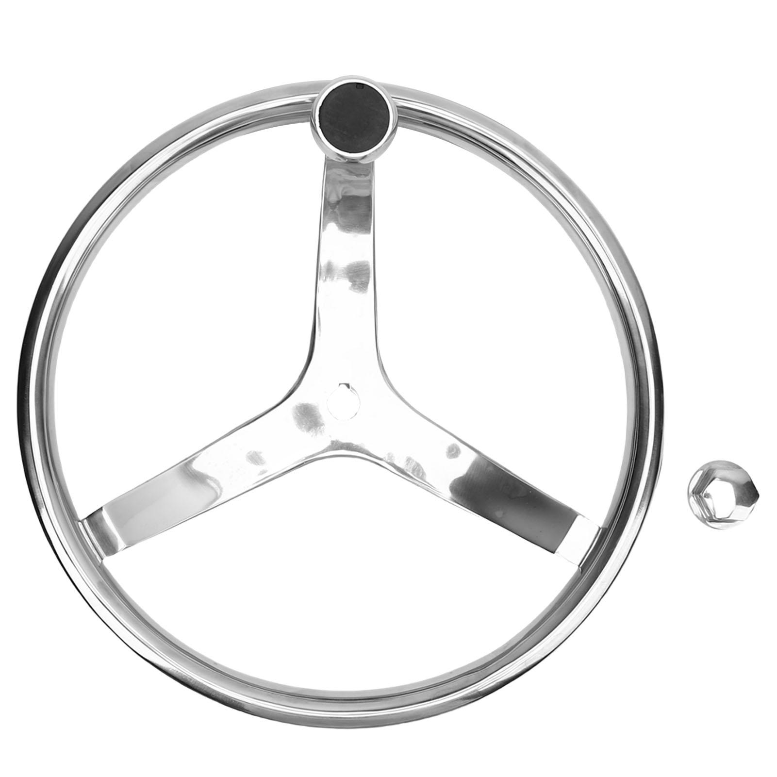 

Stainless Steel Boat Steering Wheel 3 Spoke 13-1/2 Inch Dia. Marine Steering Wheel for 3/4 Inch Tapered Shaft with 5/8 Inch-18 срібний
