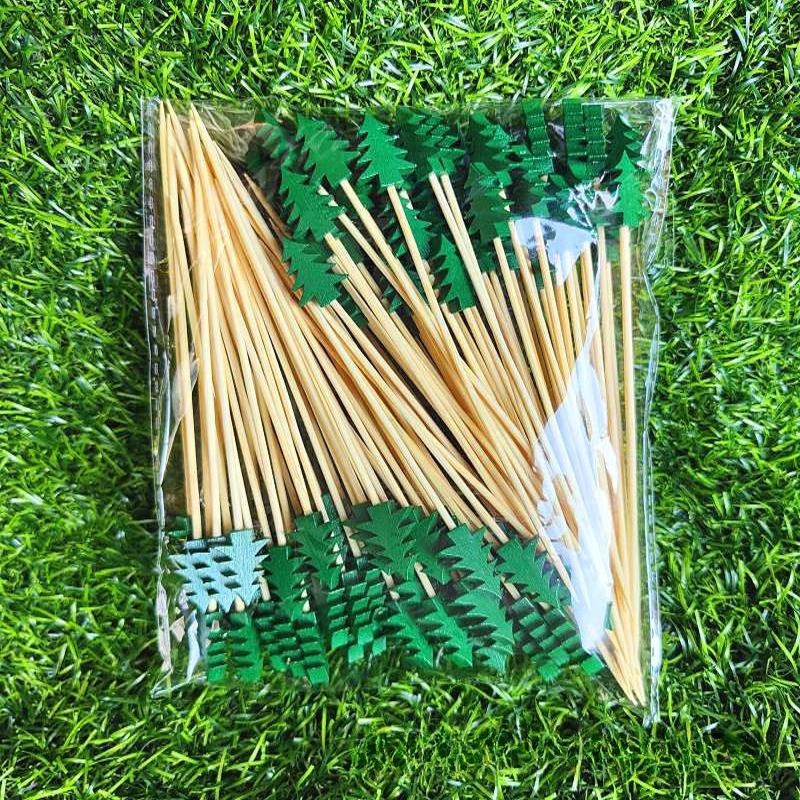 

50 шт./компл. Рождественские фруктовые палочки одноразовые бамбуковые палочки снежинка рождественская елка лось Санта Клаус снеговик палочки рождественские украшения 50pcs