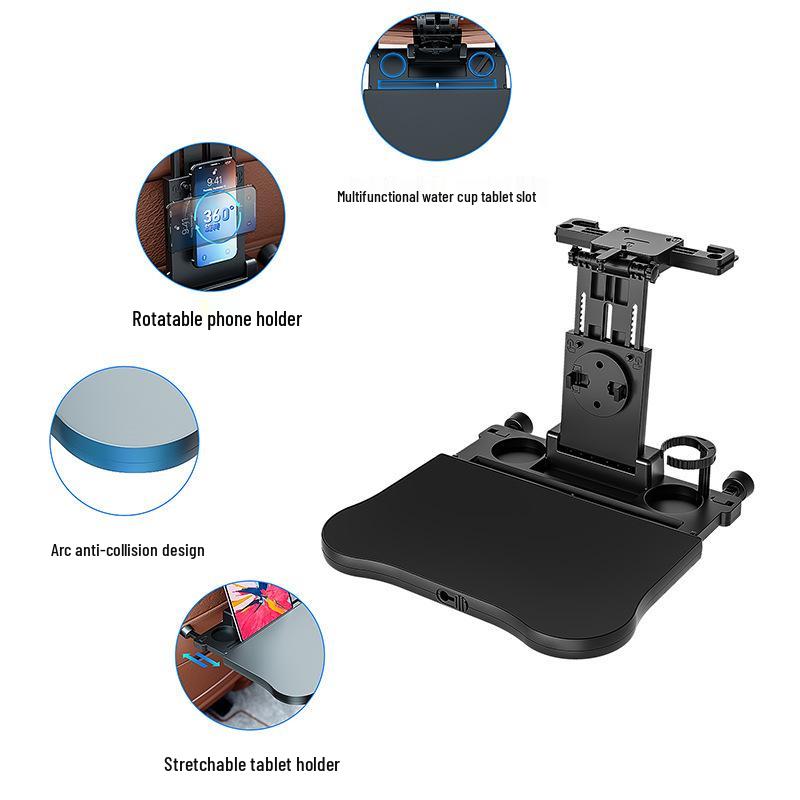 Car Travel Multifunctional Seat Back Table: Adjustable Cup Holder & Laptop Stand for Adults & Kids
