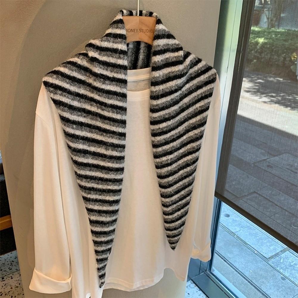 Warm Shawl Scarf Versatile Knitted Scarf Knitted Triangle Hijab Winter Season Women Headscarf