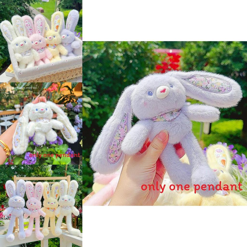 Plush Rabbit Keychain With Floral Pattern For Cute Bag Decor And Gifts
