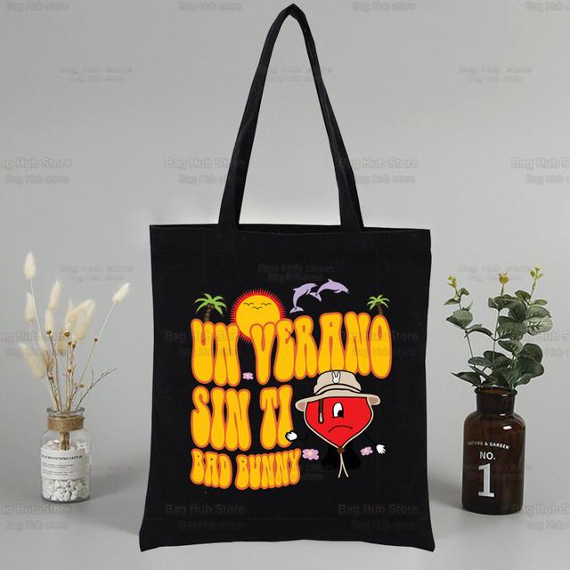 Un Verano Sin Ti Musikalbum Canvas Tragetasche Schwarze Taschen Harajuku Lässig Weiblich Mädchen Tragetasche Eco Shopper Umhängetaschen
