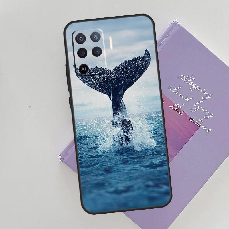 Beautiful Blue Whale Painting Case For Oppo A15 A16 A17 A52 A72 A76 A96 A74 A94 A53 A54S A57S A58 A78 A98 A77 Phone Cover