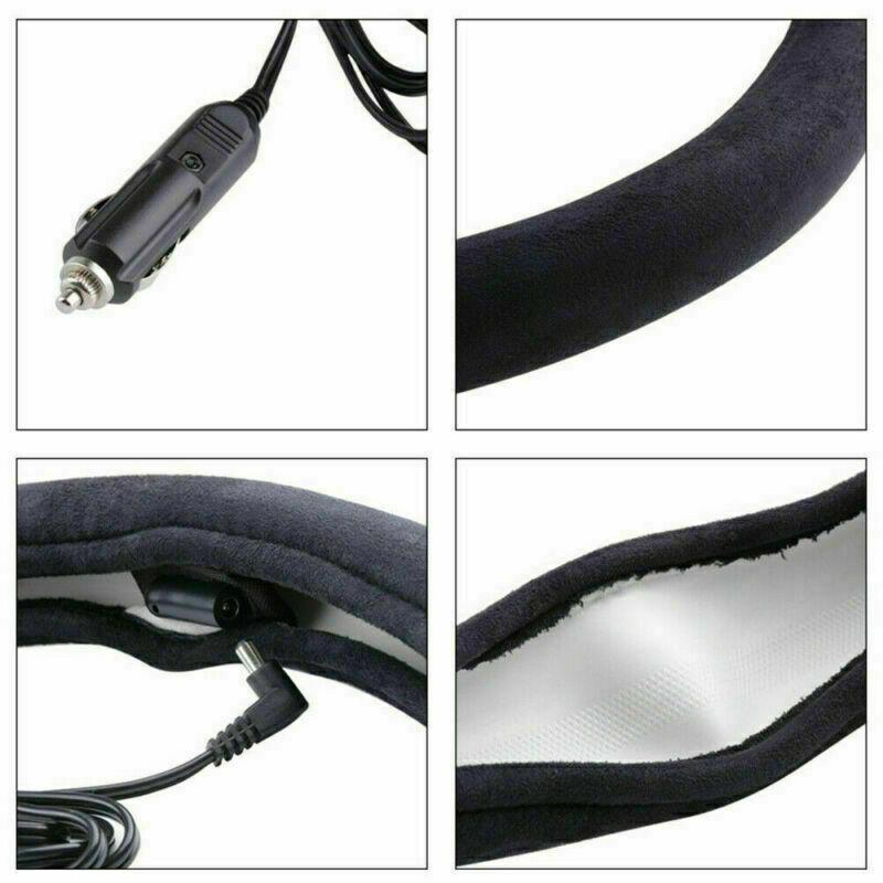 38cm Car Lighter 12V Charger Heated Heating Warm Steering Wheel Cover Universal