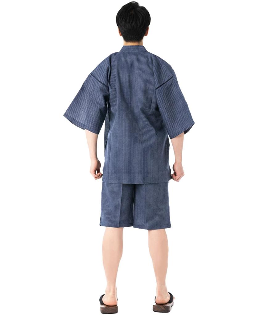 Jinbei Japanese summer Day Plus Seersucker Weave Simple Thin Stripes x [KYOETSU] Men's (traditional wear) - Father's Gift, Sizes, Stylish, Cotton, (L,