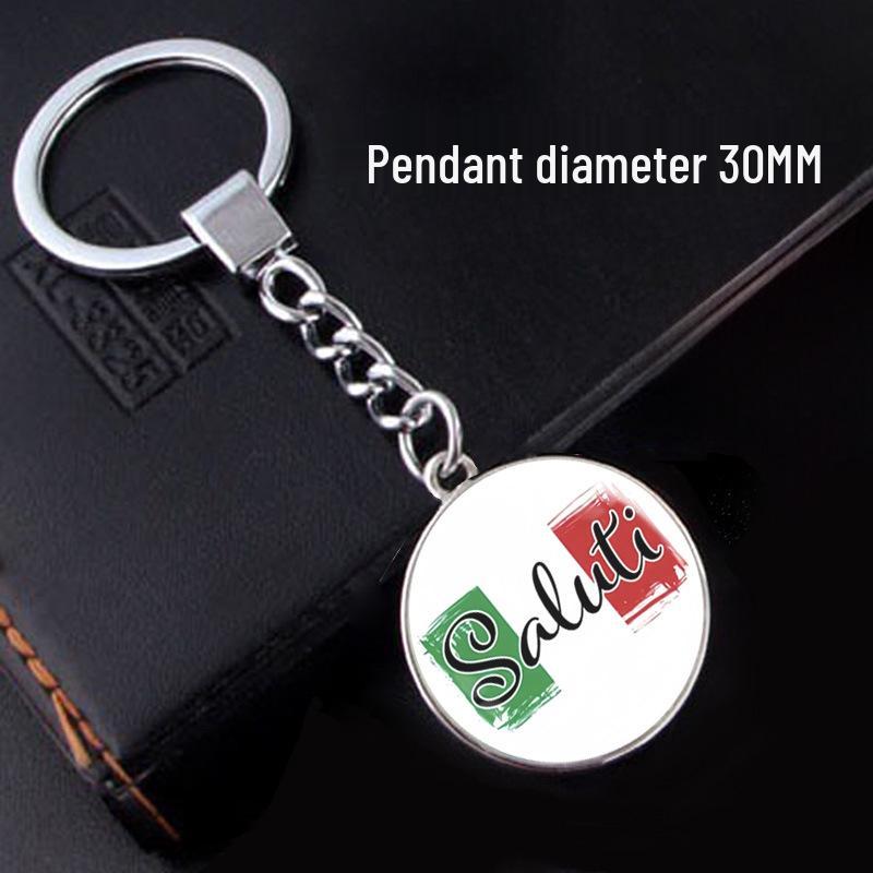 Italy Flag Keychain - Time Gem Alloy Accessory