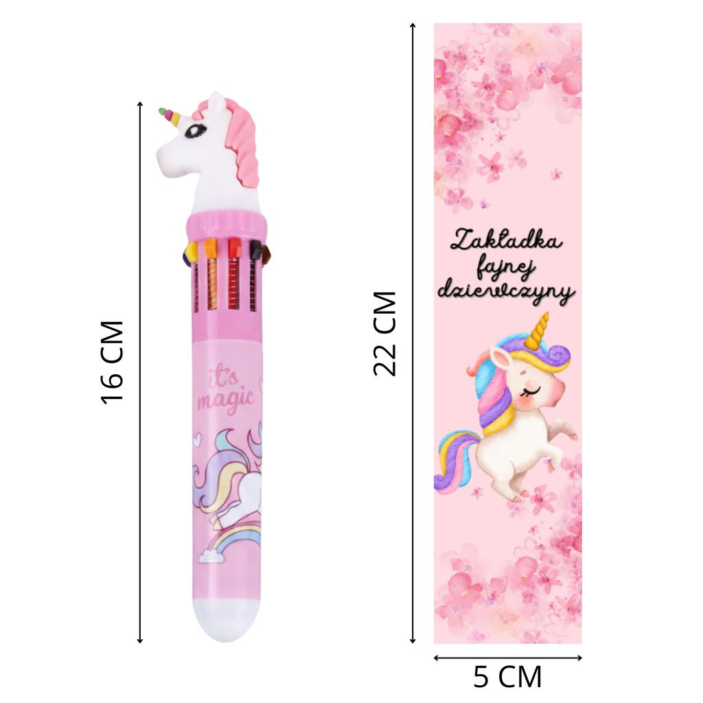 Unicorn Ballpoint Pen for a Cool Girl Gift Set Women' Day Bookmark [Dlugopis7]