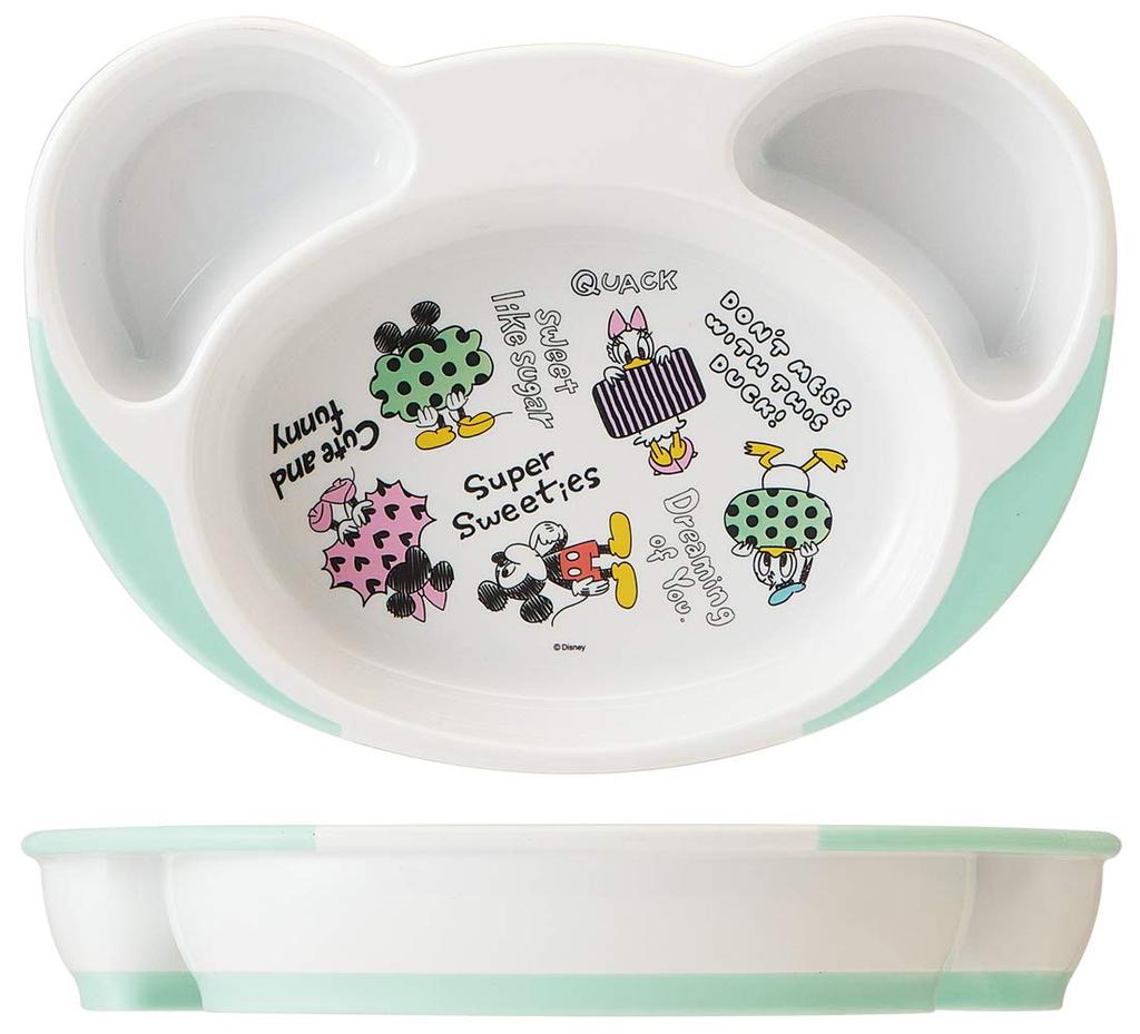 Skater Melamine Lunch Baby Lunch Disney Mickey Mouse Children's Plate, Easy-Scooping, Kids' Tableware, Plate, Sketch, WP7-A
