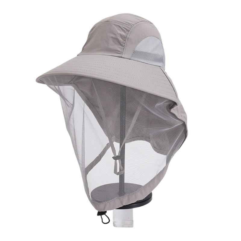 Herren Outdoor Mückenfestes Netz-Gesichtsabdeckung Fischerhut mit atmungsaktivem Polyester für Angeln Camping Wandern