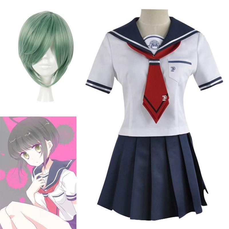 Danganronpa Another Episode Naegi Komaru Elegant White And Navy Blue Uniform Skirt Cosplay Costume With Sock