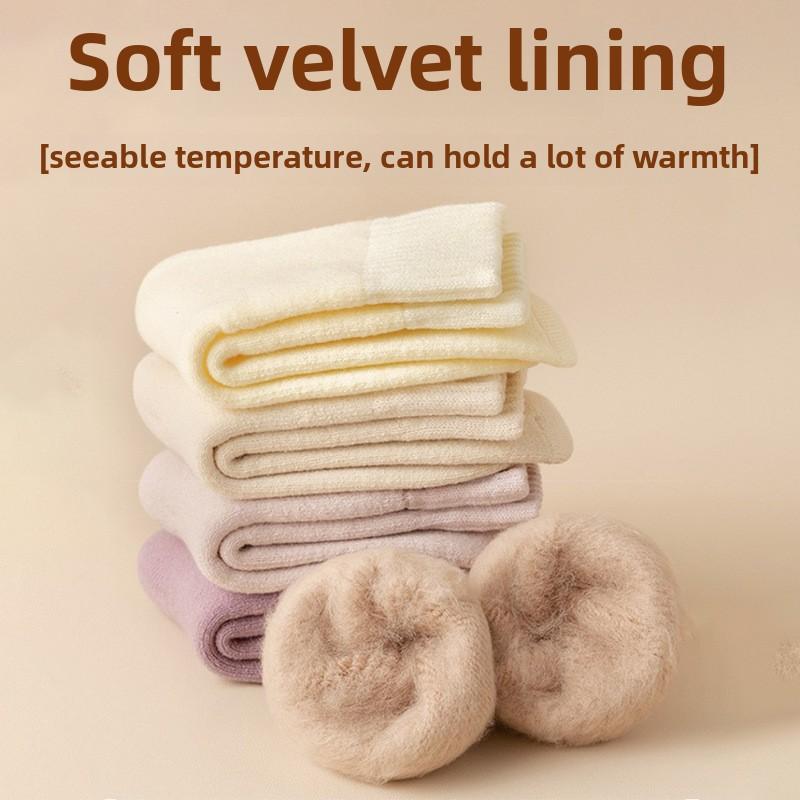 5 Pairs of Women's Autumn and Winter Fleece Thickened Warm Circle Wool Stockings