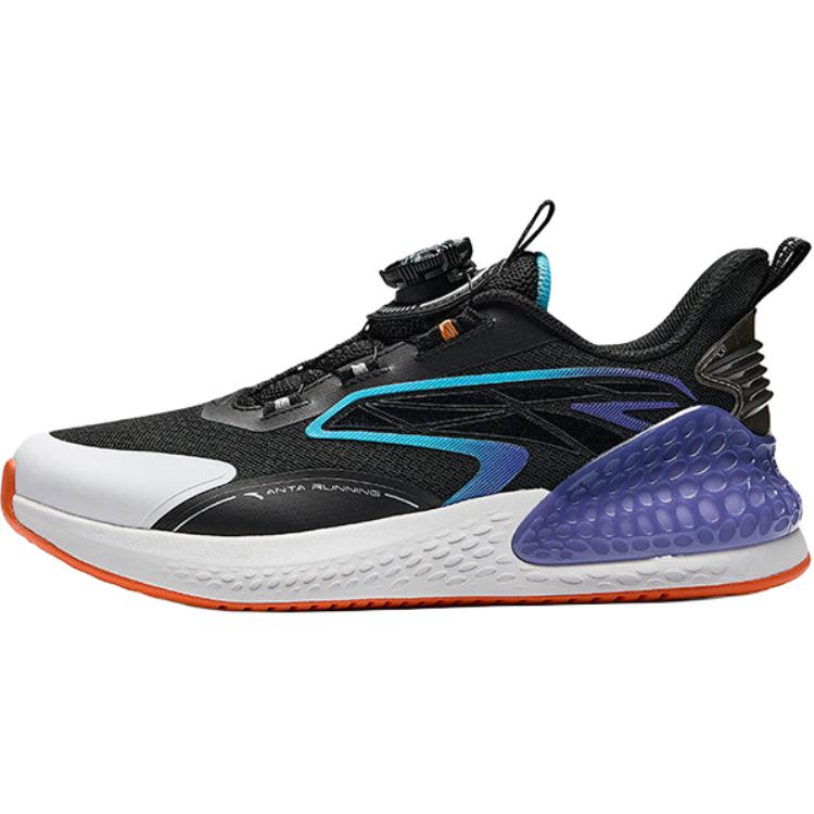 Anta Kids C37 Synthetic Leather Mesh Comfortable Versatile Lightweight Shock Absorption Low Top Running Shoes Men Running Shoes Black Blue A12445519-3