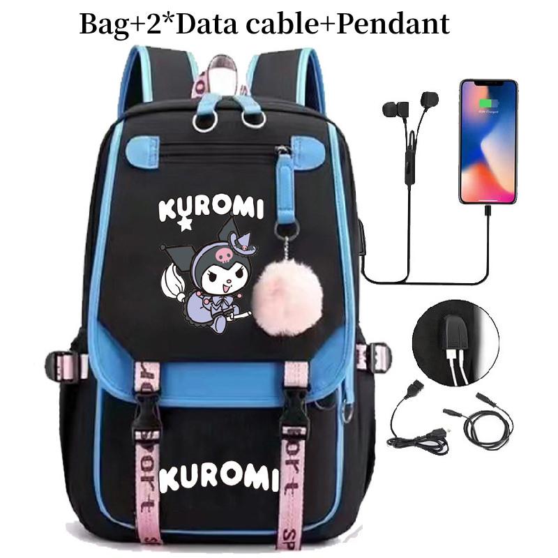 Kuromi Student Backpack With Usb Charging Port For Casual Travel And School Use