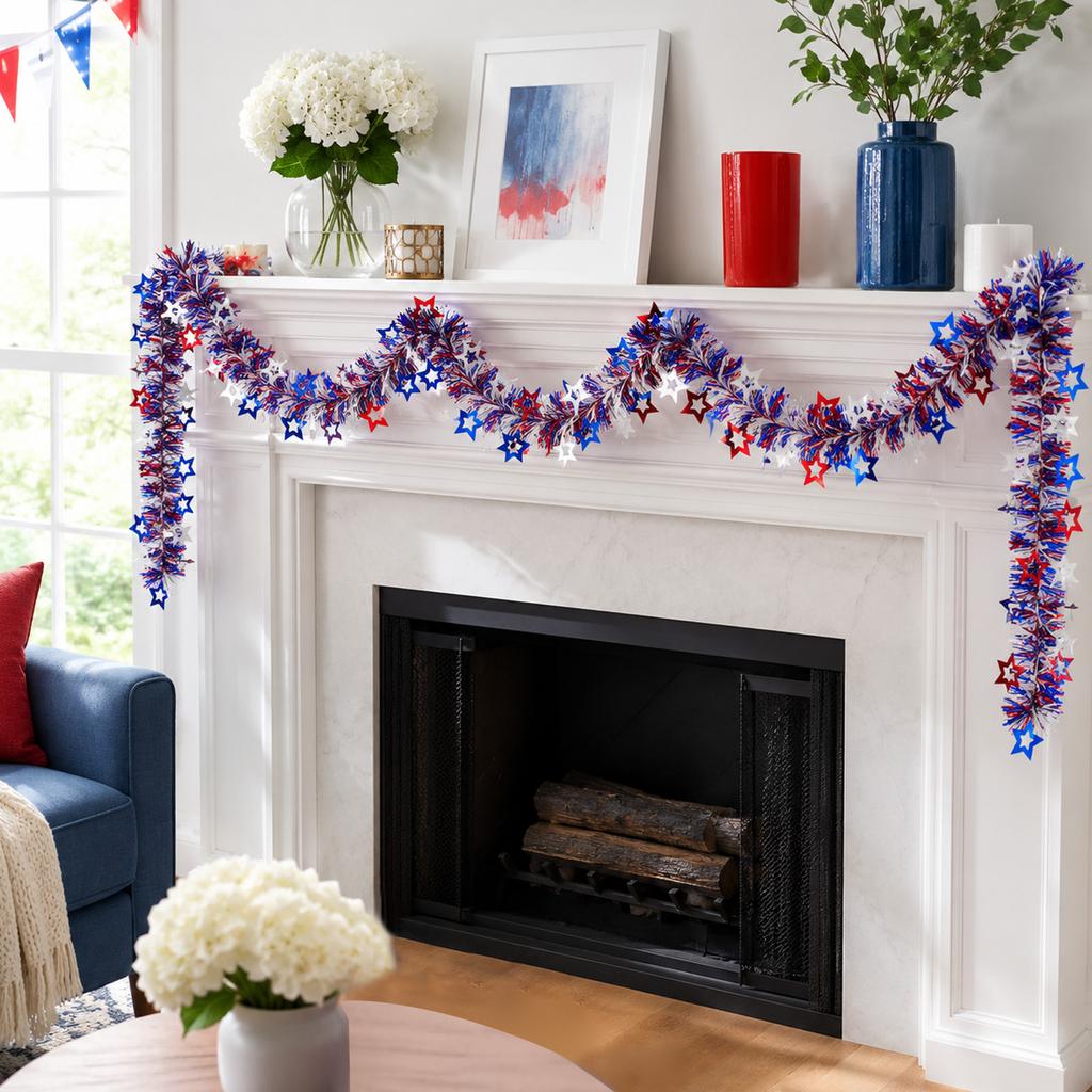 2 Meter Hollow Star Garland Streamer Party Decoration Tinsel Strip for Event Ornament Indoor Outdoor Use