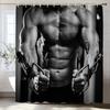 Bathtub Decor Shower Curtains Sexy Fitness Man And Woman Good Body Shape Gym 3D Printing Waterproof Fabric Bathroom Curtain Set