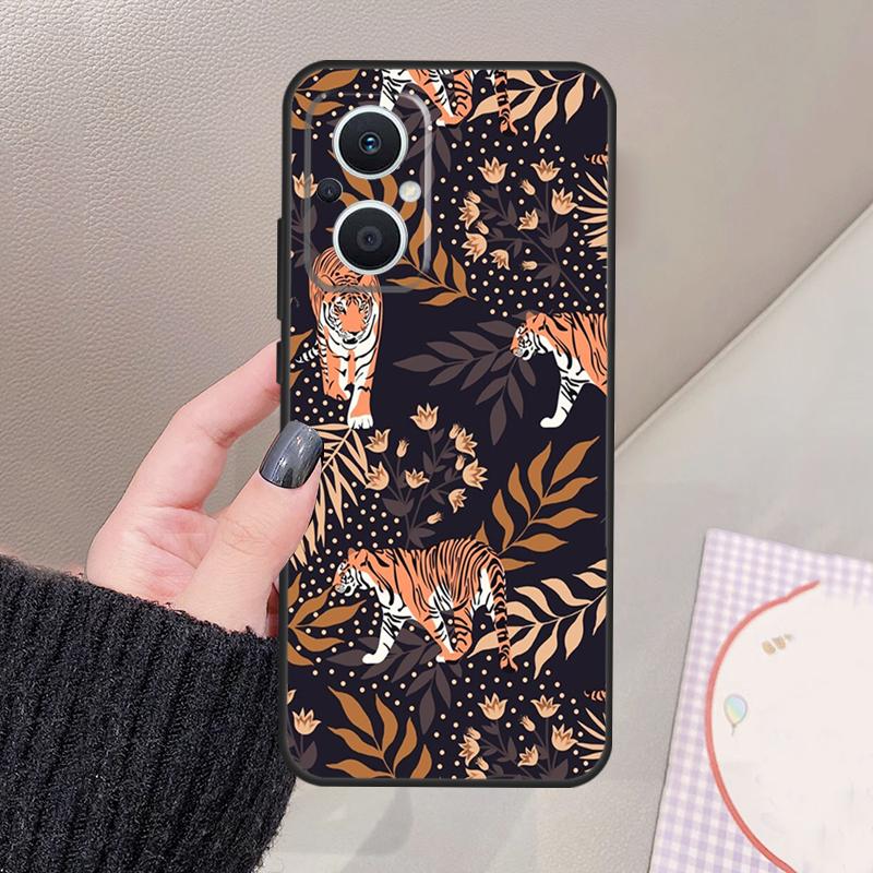 Tigers Leopards Tropical Leaves Funda For OPPO Reno 11 12 13 14 Pro 11F 12F 13F 14F 7 8 Lite OPPO Find X9 X6 X5 X8 Pro Case