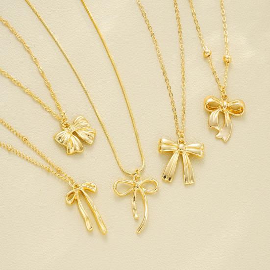 5Pcs/Set Bow Pendant Necklaces Elegant Bow Knot Charm Choker Necklaces Dainty Layering Chain Necklace Gift for Women Girls Friends