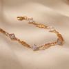 18K Gold-Plated Color-Preserving Rhombus Zircon Bracelet for Women Fashion Exquisite OL Style Adjustable Bracelet Jewelry Gift