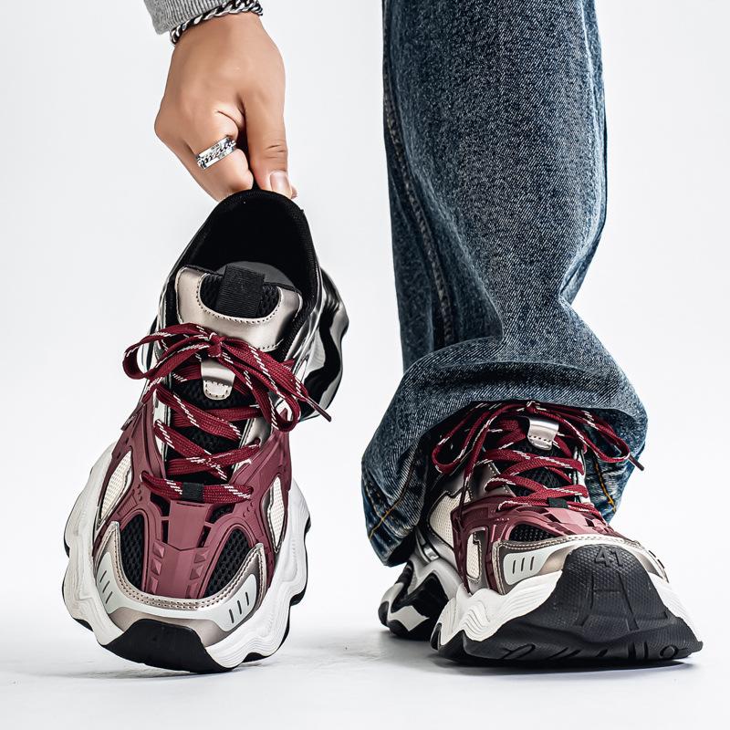Four Seasons New Breathable Thick-soled Height Increasing Casual Sneakers Mesh Running Personalized Dad Shoes