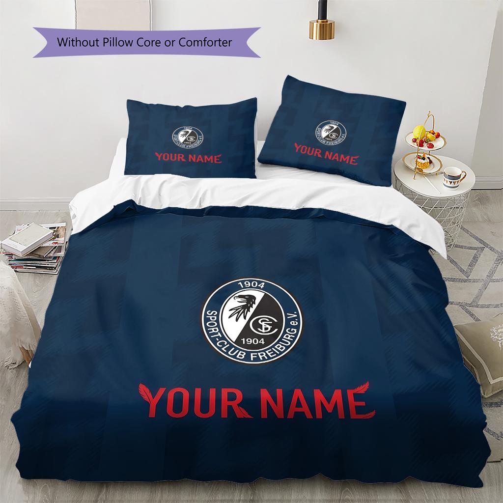 Custom Name SC Freiburg Pattern Bedding Quilt Set  Home Decoration  Gift (1 * duvet cover + 2 * pillowcase  without core)