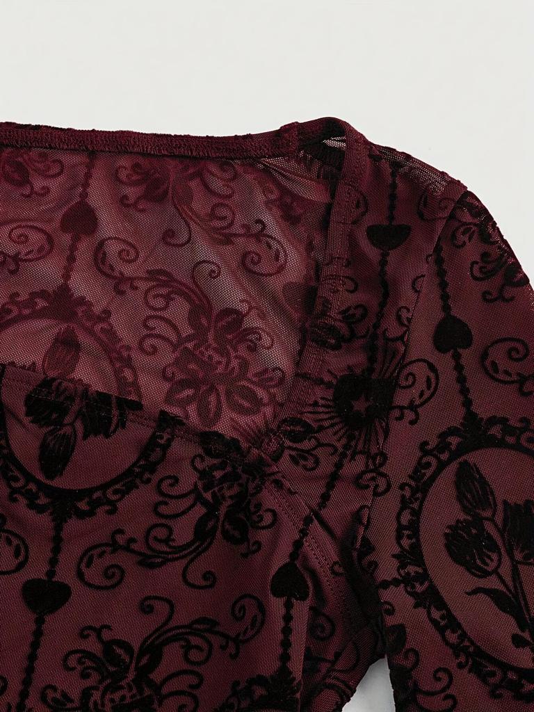 Elegantní top se zvonovými rukávy a krajkovým lemem - Evropský & Americký styl