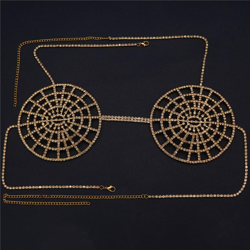 European And American New Round Hollow Rhinestone Chest Chain, Nightclub Luxury Sexy Bikini Body Chain Body Chain