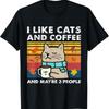 Ich mag Katzen und Kaffee Vielleicht 3 Personen Liebhaber Damen T-Shirt