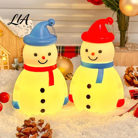 Decorative Plastic Snowman Figure Christmas LED Night Light, Portable Cartoon Desk Lamp with Hanging Ring for Indoor Holiday Scene Setup Party Decor,