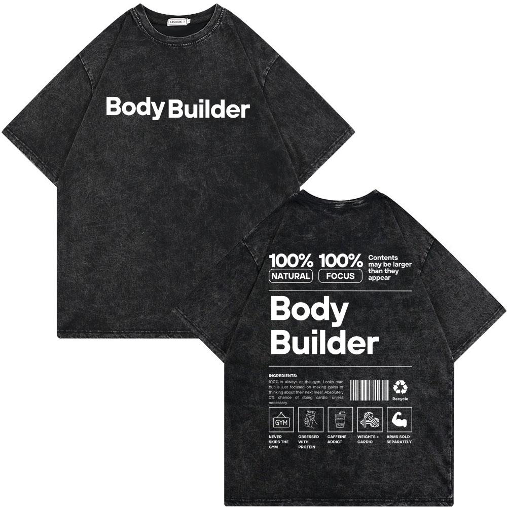 Vintage Washed Old Skeleton Gym Pump Cover Tshirts Male Oversized T Shirt Men Women Funny Fitness Workout Bodybuilding Tshirt
