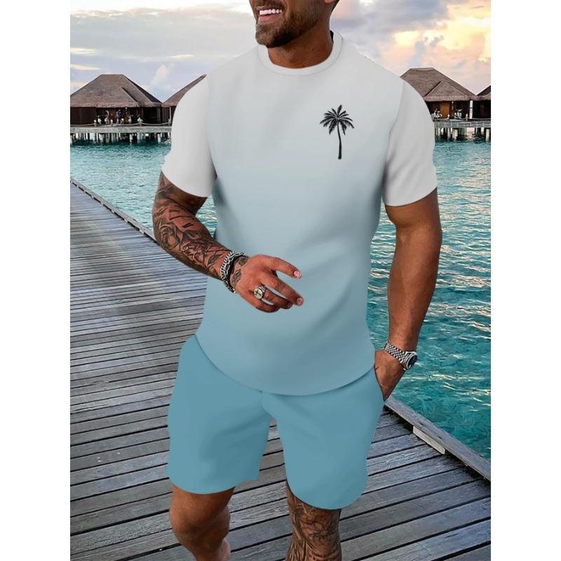 

Casual sports suit breathable outdoor casual men s T-shirt shorts suit summer 3D printing adult men s clothing XL