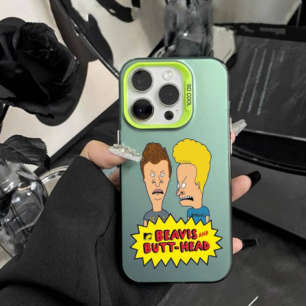 Cartoon B-Beavis And Butt-Head Phone Case For iPhone 17,16,15,14,13,12,Pro MAX White Matte Shockproof Cover