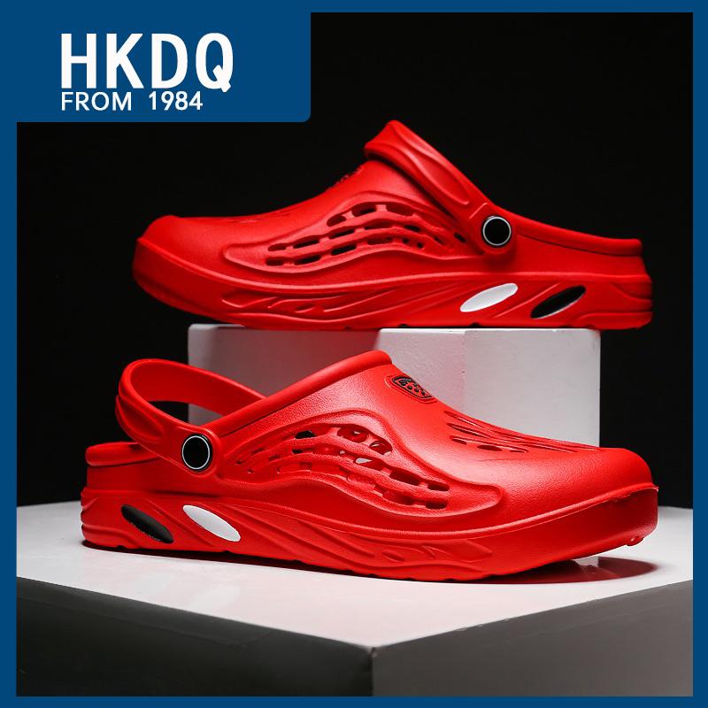 

Большие размеры 36-49, трендовые удобные летние сандалии для мужчин, легкие повседневные сабо из ЭВА, нескользящие мужские пляжные тапочки 49 красный