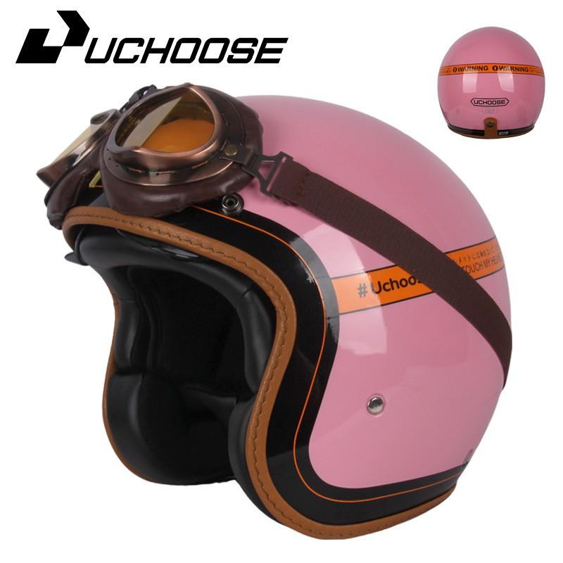 Vintage-Style Half Helmet Adults Unisex Motorcycle Scooter Riding DOT Certified ABS Safety