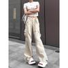 High Waist Women's Straight Leg Parachute Pants with Drawstring - 2025 Casual Niche Design
