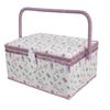 Large Capacity Fabric Sewing Box With Magnetic Closure And Adjustable Compartments For Crafting And Needlework Storage