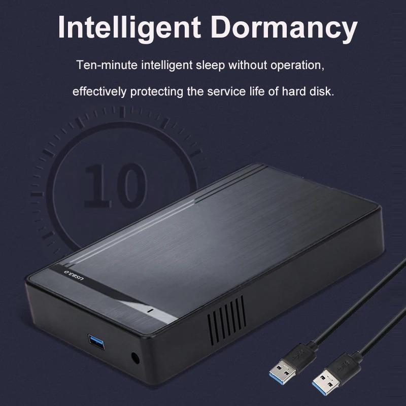 3.5 Inch HDD Case USB 3.0 To SATA External Hard Drive Disk Enclosure 5Gbps High Speed Adapter for 2.5"3.5" SSD HDD Case for PC Support 10TB Hard Drive