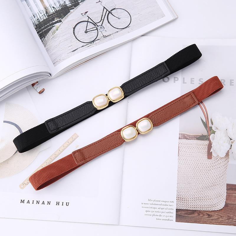 And Versatile Belt Slimming With Retro  Buckle Belt Decoration Dress