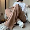 Women's Ice Silk Chiffon High Waist Wide Leg Pants - Spring/Autumn, Slimming, Loose, Casual, Floor-Length.