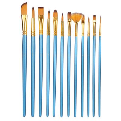 12Pcs Paint Brush Set Nylon Hair Brushes for OilAcrylicWatercolorGouache PaintingBlue