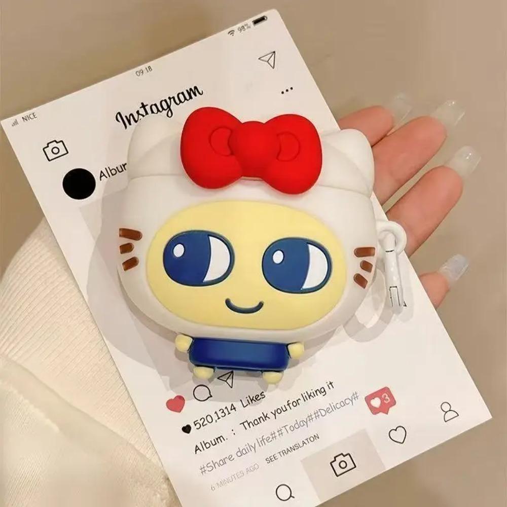 Red Bow Big Eyes Cat Silicone Headphone Protective Cover for AirPods 1 2 3 4 Pro Pro2